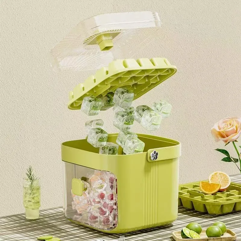 Máquina de prensado de cubitos de hielo, película de cubitos de hielo congelados con fácil desmoldamiento, cubo de hielo de prensa, rejilla 48 con mango para refrigerador