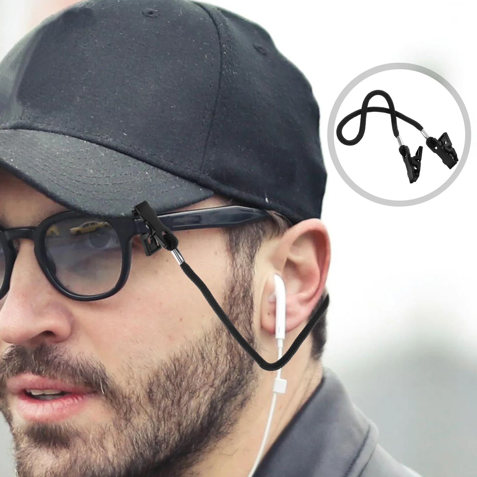 

2pcs Glasses Strap Polyester Windproof Anti-Loss Retainer For Hats Eyewear Outdoor Sports Running Fishing Boating Travel Cap