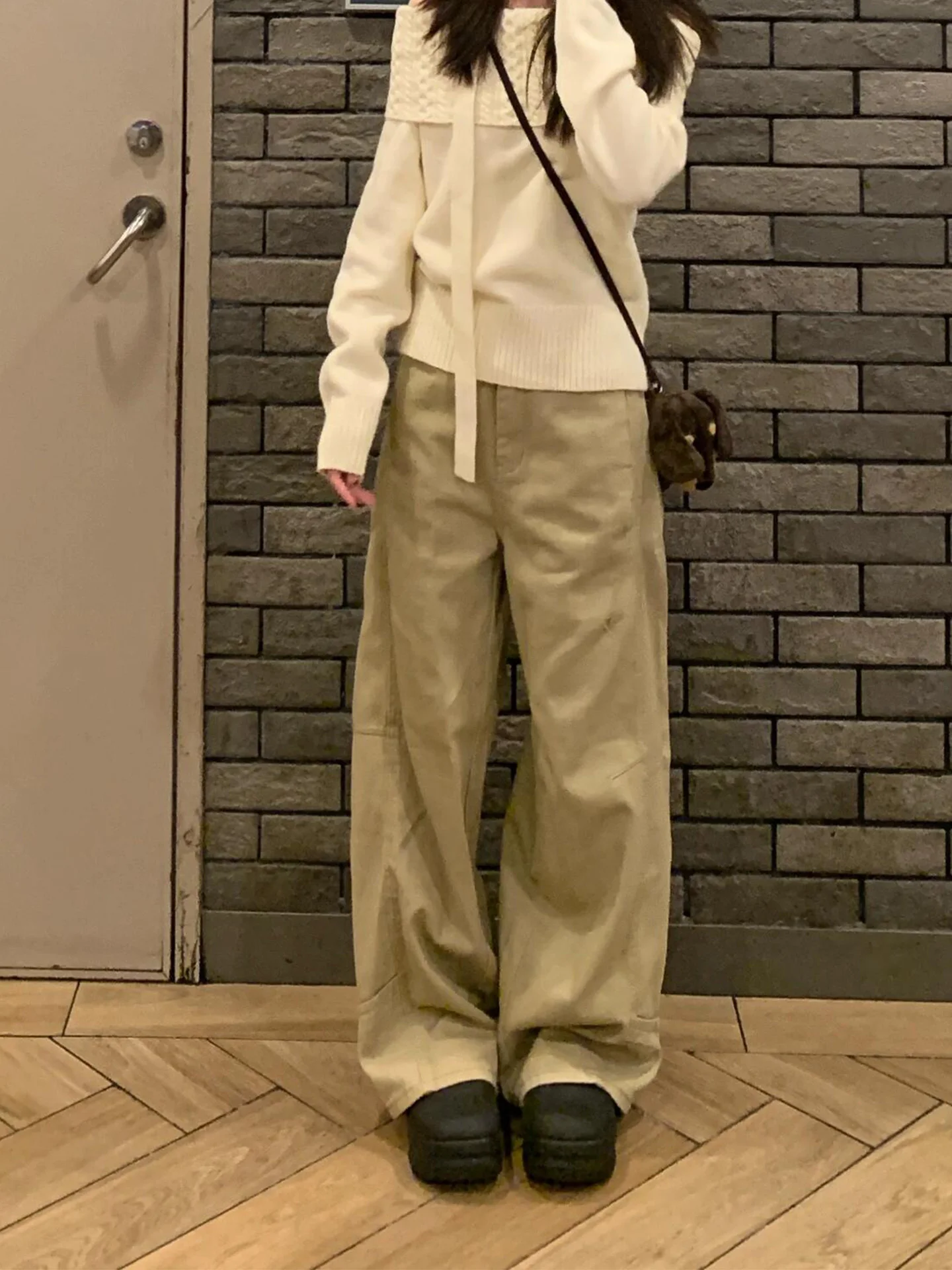 

plus Size American Style Khaki Denim High Waist Wide Leg Pants Women's Summer New Washed Slimming Floor-Length Jeans