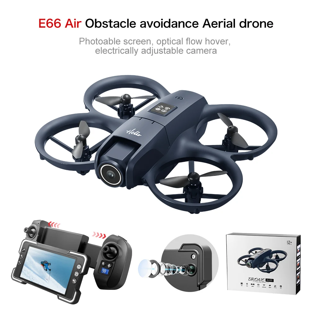 طائرة بدون طيار E66Air Mini جديدة HD 4K كاميرا مزدوجة 180 ° كاميرا ESC بشاشة RC وضع مقطوعة الرأس كوادكوبتر لتجنب العوائق ألعاب الطائرات بدون طيار القابلة للطي #6
