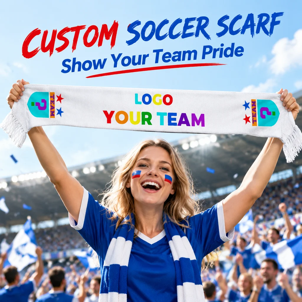 Custom Soccer Scarf Football Club Fan Scarf Personalized Team Logo Sports Game Souvenir Supporter Gift Tassel Scarf Match Day