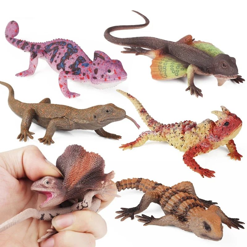 Simulation Reptile Lizard Chameleon Giant Lizard Cloak Lizard Animals Model Fun Anti Stress Soft TPR Halloween Toy Kids Gifts