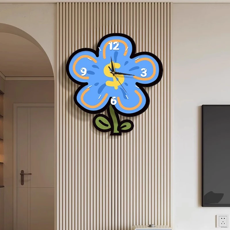 

Nordic Creative Wall Clock Cartoon Shape Art Swingable Design Silent Wall Clocks Dopamine Style Home Decor Duvar Saati FYWC
