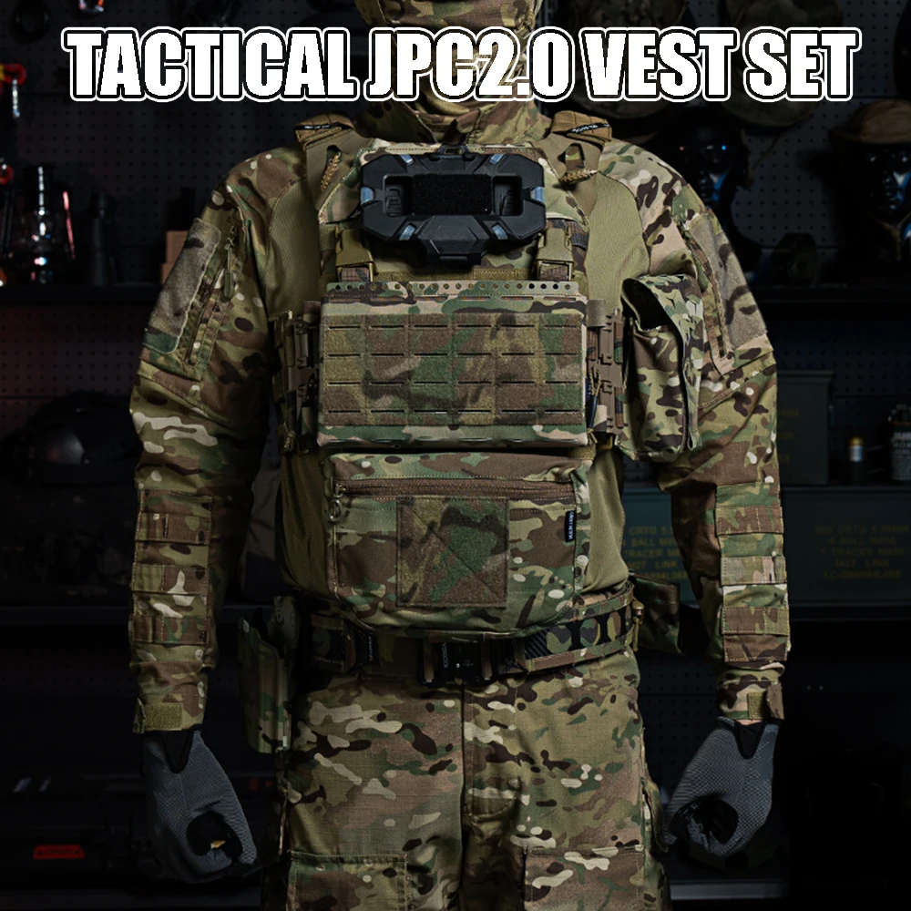 

Tactical JPC2.0 MOLLE Vest Set with MK5 Placard Dump Drop Pouch Utility EDC SPUD Pouch Foldable Navigation Phone Holder Board