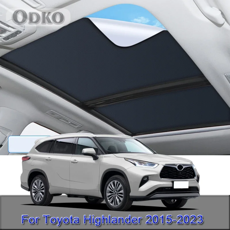 Car Electrostatic Adsorption Sunroof Sunshade Cover For Toyota Highlander 2015-2024 Heat Insulation Skylight Sticker Accessory