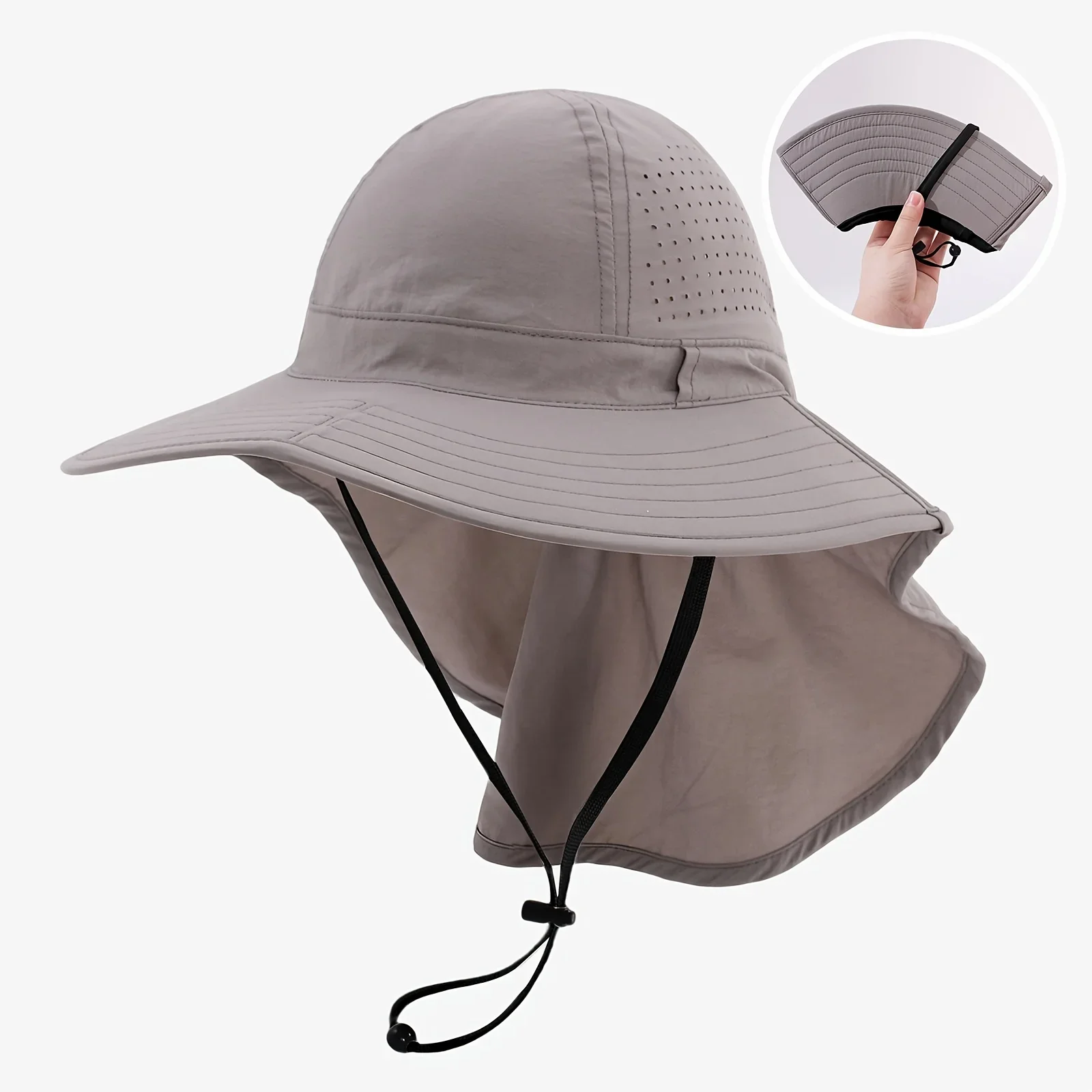 Atmungsaktiver Sonnenschutz-Schal-Sonnenhut für Damen, faltbar, geeignet für Outdoor-Aktivitäten, Wandern, Strandurlaub – Detail 13