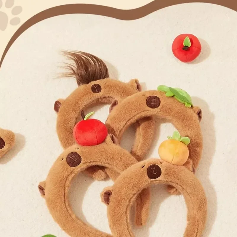 Kids Plush Capybara Hair Bands Water Dolphin High Skull Top Wash Face Headband Female Fall and Winter Merad Hair Accessories