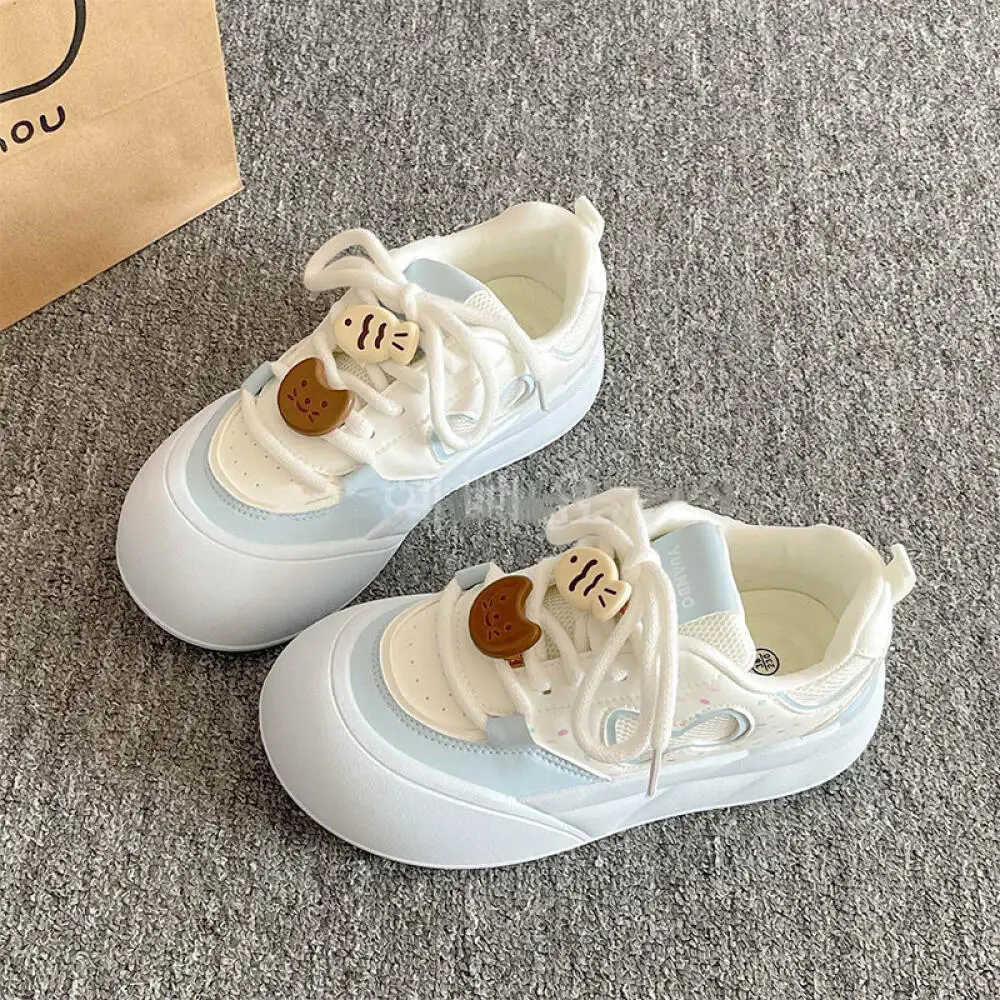 Zapatillas de deporte con plataforma de gato y pez para mujer, zapatos informales con cordones estilo Kawaii a la moda para caminar a diario y traje dulce a juego