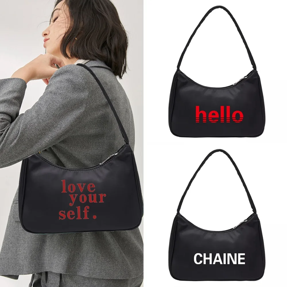 Shoulder Underarm Commuter Bags Coin Purse Women‘s Handbags Designer Print Walls Pattern Hobo Shoulder Bag