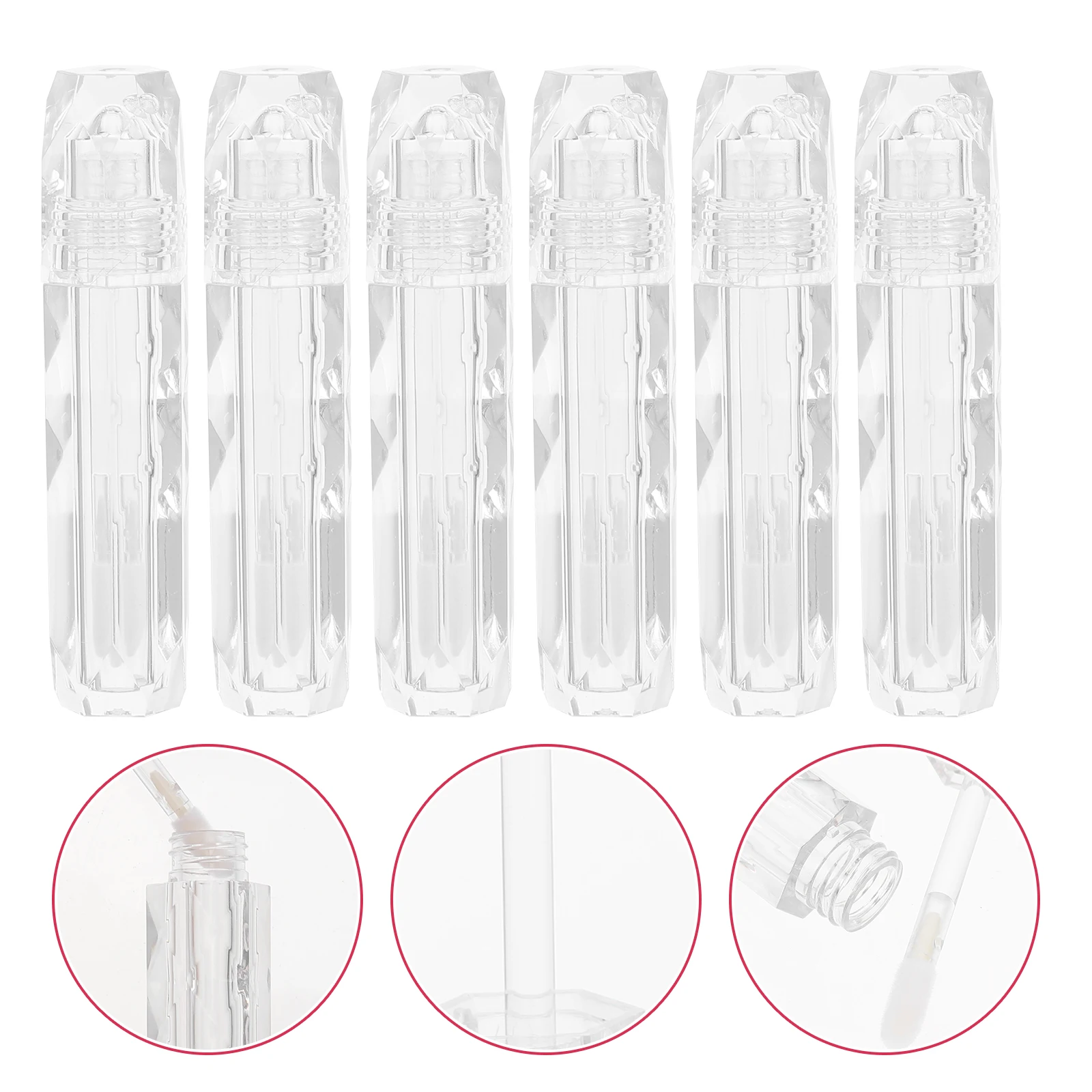 

6pcs Clear ABS Containers Bottles Transparent Lip Gloss Tube DIY Lip Gloss Tube Travel Size Reusable Durable Storage Holder