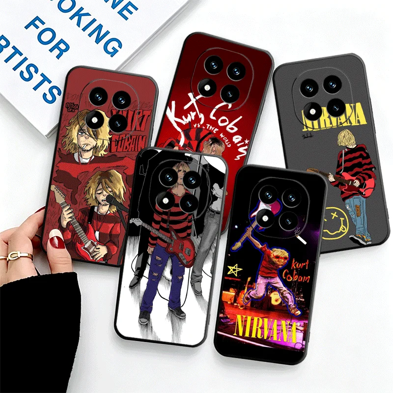 Retro Singer Kurt Cobain Phone Case For Xiaomi Redmi Note 13 14 15 Pro Plus 12S 11S 4G 11T 5G 10S 11E Pattern Customized Cover
