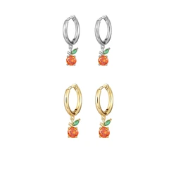Cute Orange Shiny Zircon Hanging Drop Earrings Earrings for Women  Fruits Series Circle Earrings Jewelry Accessories Pendientes