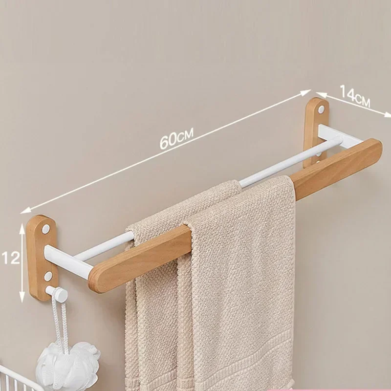 Bathroom Pendant Towel Holder Shower Rack Solid Wood Bathroom Shelf Shampoo Shower Gel Corner Holder Towel Bar Mobile Phone Rack