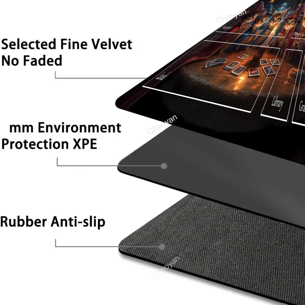 لوحة ماوس على شكل قطة، لوحة ماوس للألعاب MTG TCG CCG، حصيرة لعب الألعاب، وسادات مبارزة للمبتدئين، معارك البطاقات، لوحة مكتب للألعاب