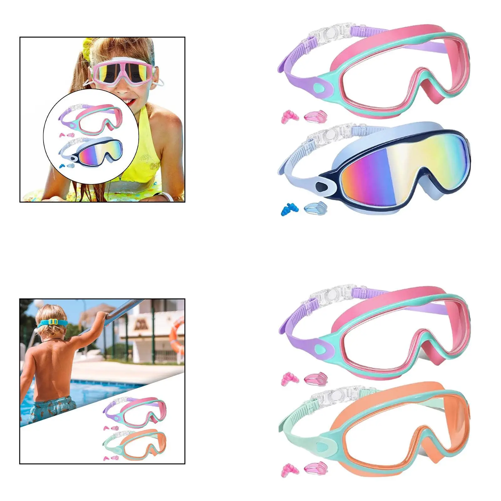 

2x Kids Swim Goggles Wide View Swimming Gear No Leaking Swim Goggle Mask