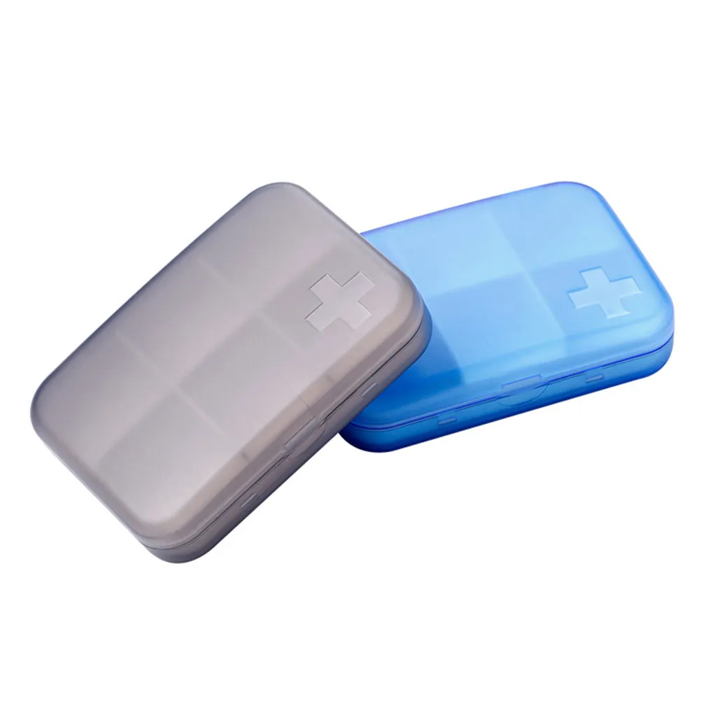 

Коробка для хранения лекарств, 2 шт., 6 отделений, портативный органайзер, дорожный футляр для таблеток, пищевой пластик, герметичная прозрачная крышка, контейнер для хранения