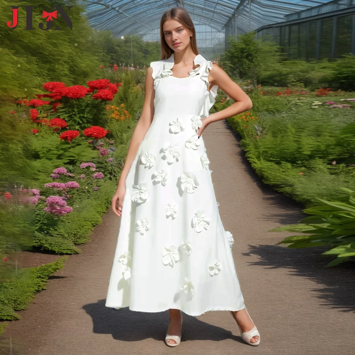 

JHJN 2025 лоскутное платье с аппликацией для женщин, воротник-стойка, без рукавов, с высокой талией, элегантные платья на шнуровке, женские новые