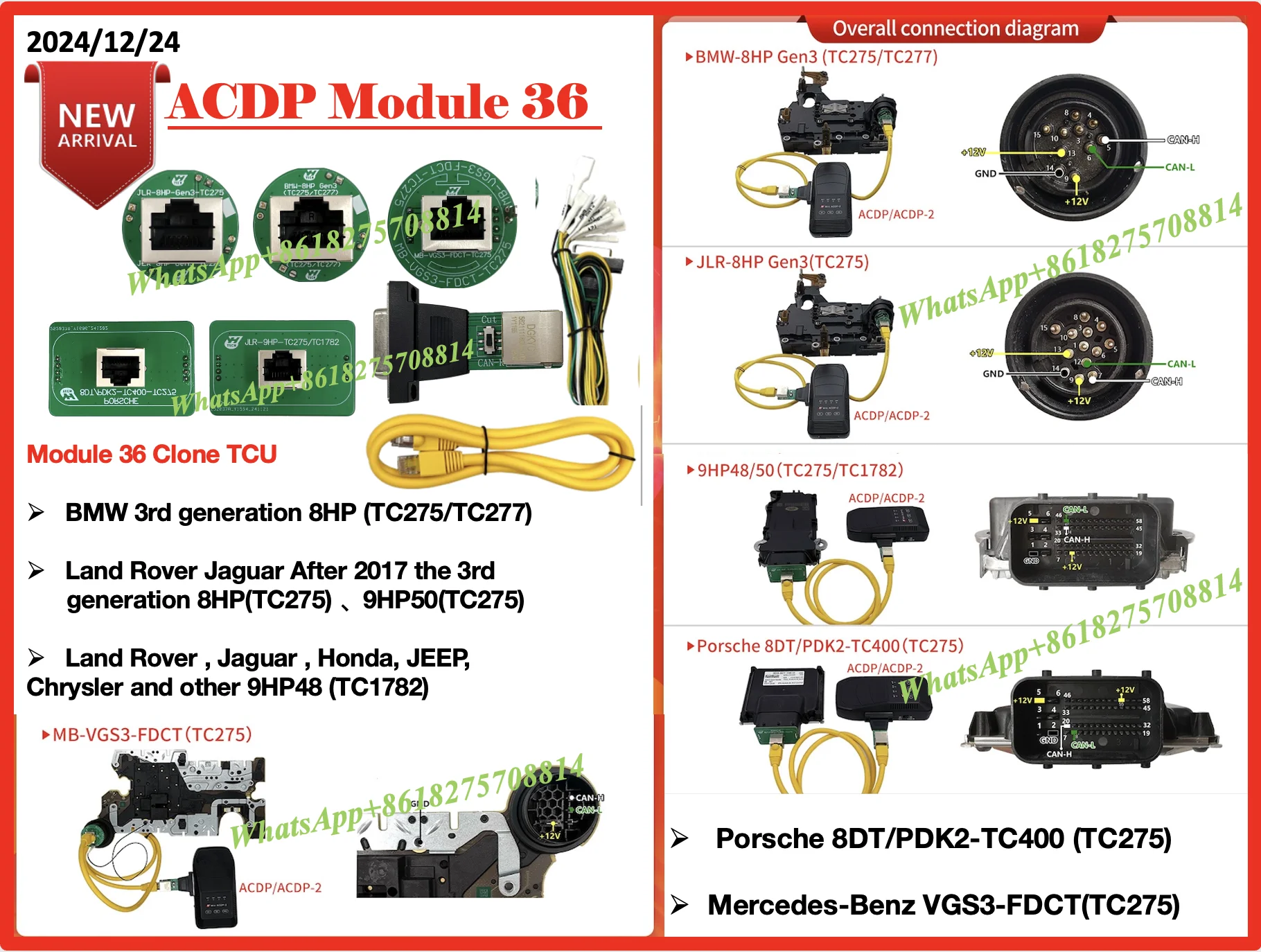 Yanhua Mini ACDP Module 36 for VGS3-FDCT(TC275)  8HP(TC275) 8DT/PDK2-TC400 (TC2 9HP50(TC275)75)  9HP48 (TC1782) TCM Clone