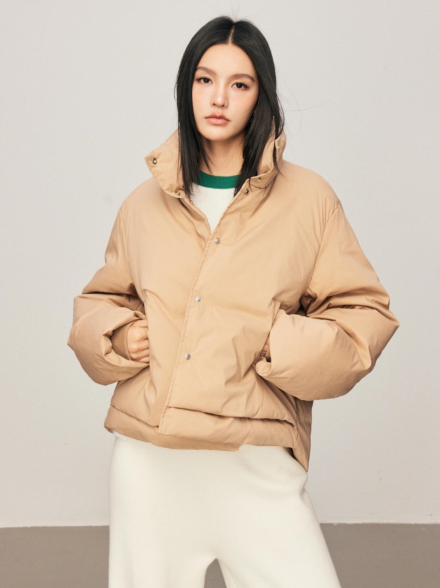 

CHILL ZOEY Women's Short Double Layered down Jacket Warm Versatile Outerwear Spring Winter New Style Commute Style