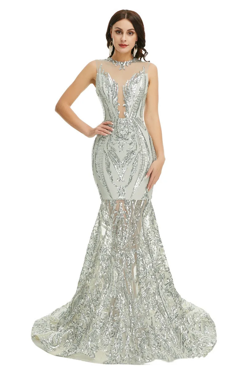 2022เงาปัก Sequins Mermaid Prom ชุดเดรสแขนสั้นซับเซ็กซี่ลึก V คอชุดราตรีชุดราตรี