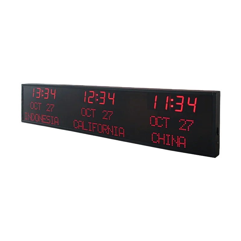 CP36 Precision New Product Multiple Time Zone Digital LED World Time Wall Clock