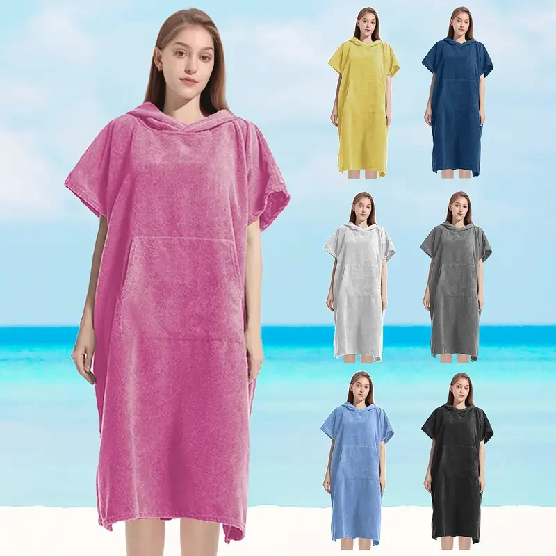 Quick-drying Changing Robe Quick Dry Bathrobe Hooded Absorbent Bath Towel Swimming & Fitness Super Absorbent Bathrobe