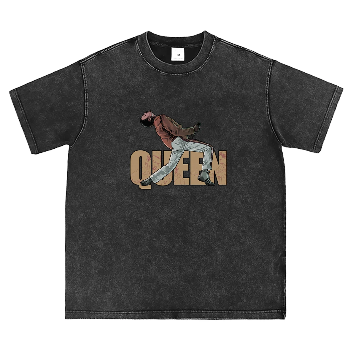 

Queen Band Washed Old Vintage American Street Rock Vest Short Sleeve Men Tshirt Women Fashion Hip-hop Summer Top