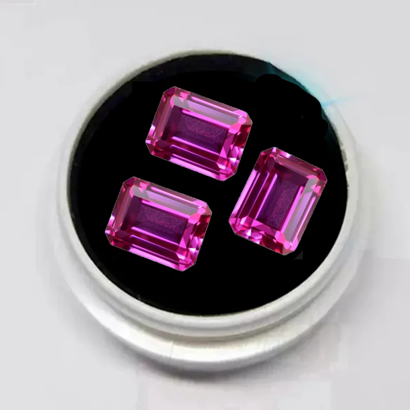 

Pretty Pink Ruby Emerald Cut 15×20mm 20ct VVS Loose Gemstone Pass UV Test Gemstone for Jewelry Making and Collection