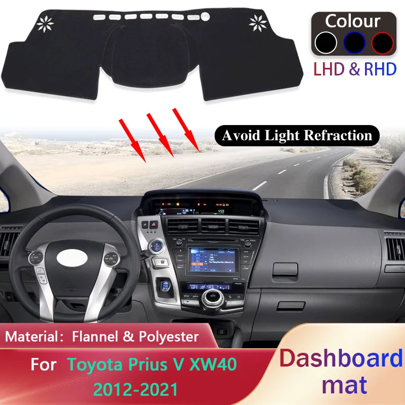 Car Dashboard Pad for Toyota Prius V XW40 Plus Alpha α + 2012~2021 Hybrid Sunshade Mat Dashmat Carpet Rug Cover Auto Accessories