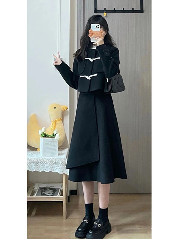 UNXX Elegant Socialite Slimming Classic Style Wool Jacket and Skirt Two-Piece Set for Women 2024 Autumn/Winter New High Quality