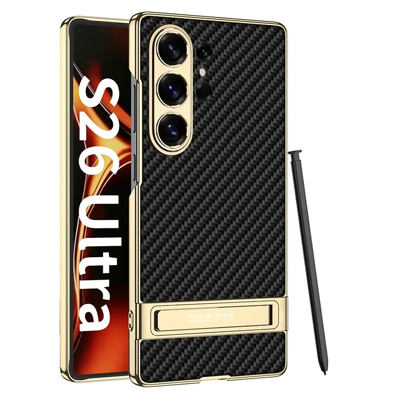 Premium electroplated leather camera protection phone case For Samsung Galaxy S26 Ultra/S24/S25Ultra stand housing GKK quality