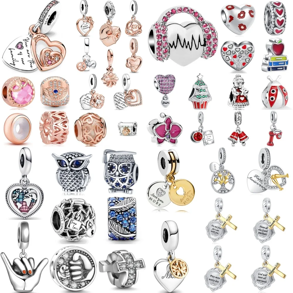 

Лидер продаж, серебро 925 пробы в форме сердца, птица, жук, подарок, кулон из бисера, европейский оригинальный браслет, аксессуар «сделай сам», изысканные ювелирные изделия