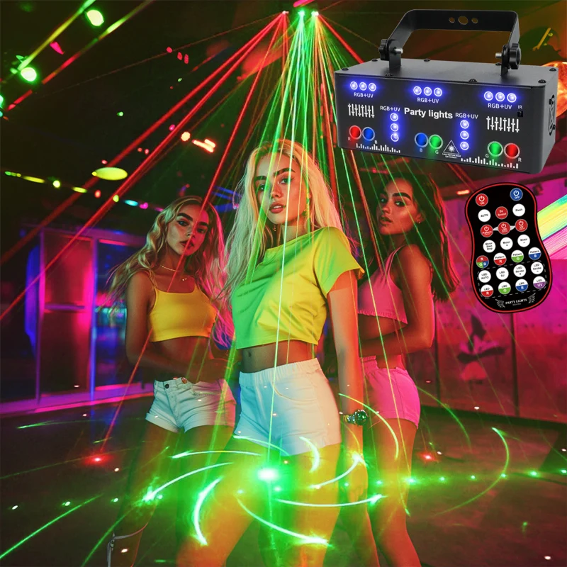 

WUZSTAR DJ Party Lights,21 Lens RGB UV Disco Strobe Light Indoor Support DMX 512 Ravelight with Remote Control for Home Parties