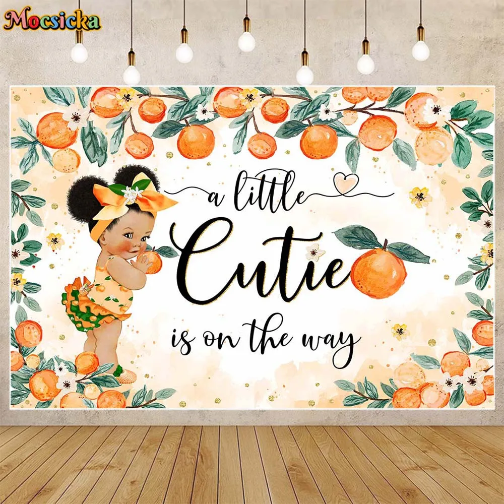 

Mocsicka A Little Cutie Is On The Way Baby Shower Backdrop Girl Welcome Party Decor Background Newborn Custom Banner Studio Prop