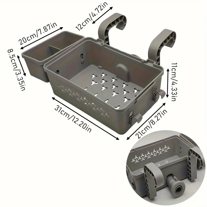 두꺼운 플라스틱 야외 수영장 옆 수납 바구니 (컵 홀더 포함, 지상 수영장용) 수영장 옆 정리함