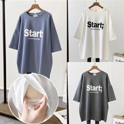 Maternity Print Feeding Blouse Pregnancy Clothes T shirt Plus Size Loose Postpartum Clothes For Nursing Maternity Wear