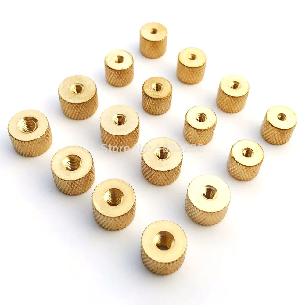 25pcs Brass Copper Cylindrical Adjusting Knurled Thumb Nut Pinapple Pattern Thumbnut for Air Water Cooling Fan PC Case Model DIY