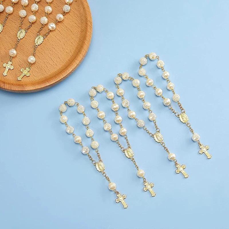 سوار من الخرز الأكريليكي مع مسبحة صغيرة متقاطعة ، مفضلات التعميد ، تواصل التعميد ، مسبحة إصبع ، 20 *