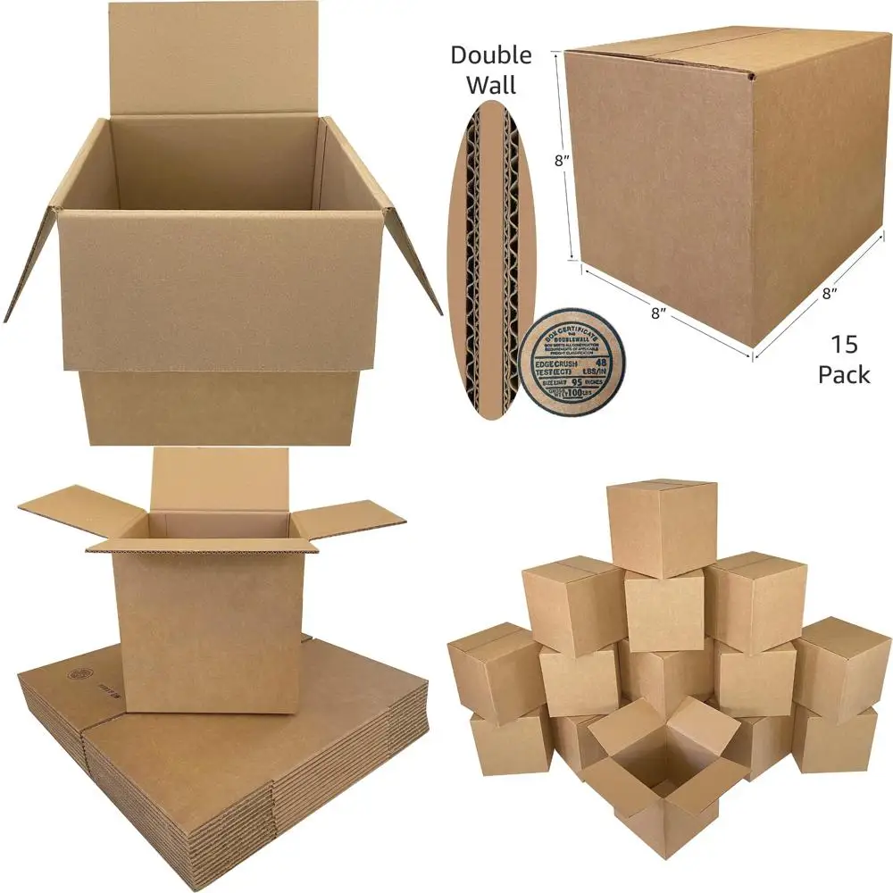 

Сверхмощные гофрированные транспортировочные коробки объемом 275 фунтов — 15 шт., 8x8x8 дюймов, прочные и упаковочные материалы для перемещения