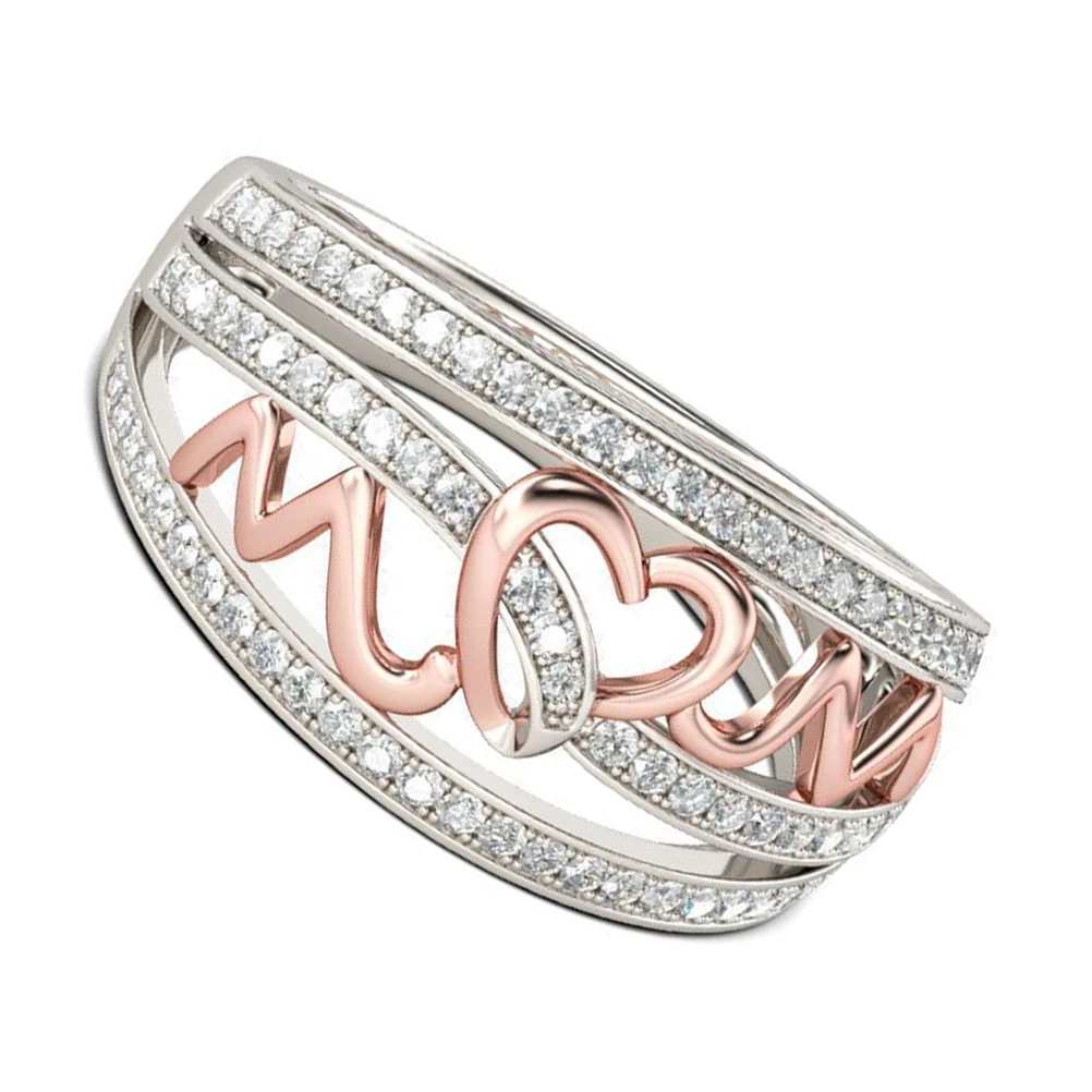 

Mom Ring Rose Gold Heart Alloy Ring For Women Exquisite Mother Gift Jewelry Simple Smooth Design Comfortable Fit