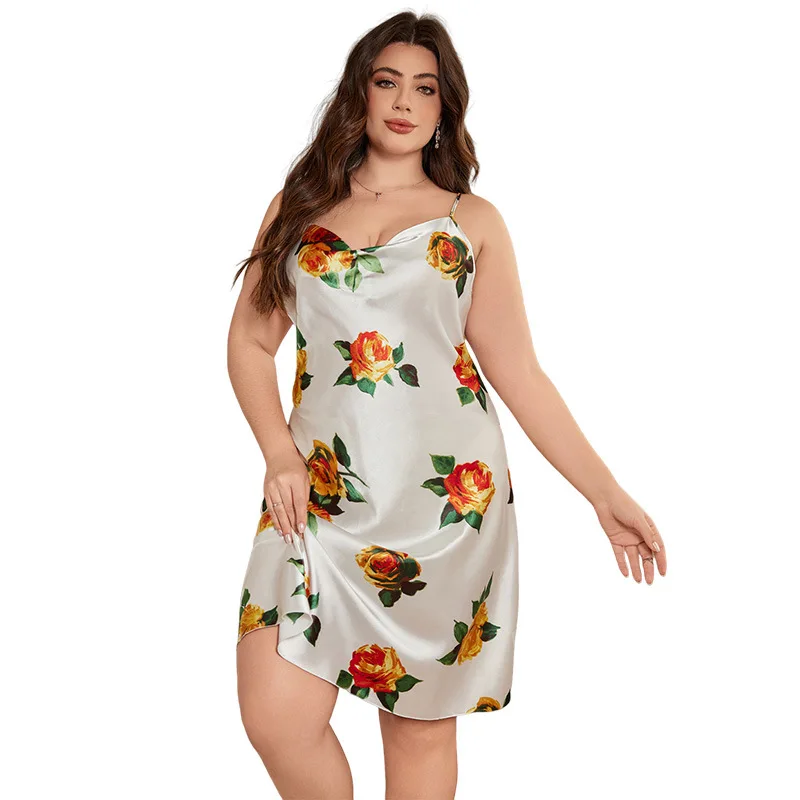 

Women's Sleep Lounge Nightgowns Sleepshirts Printed Sling Dress Sexy Pajamas Home Wear Casual Loose-Fitting And Comfortable