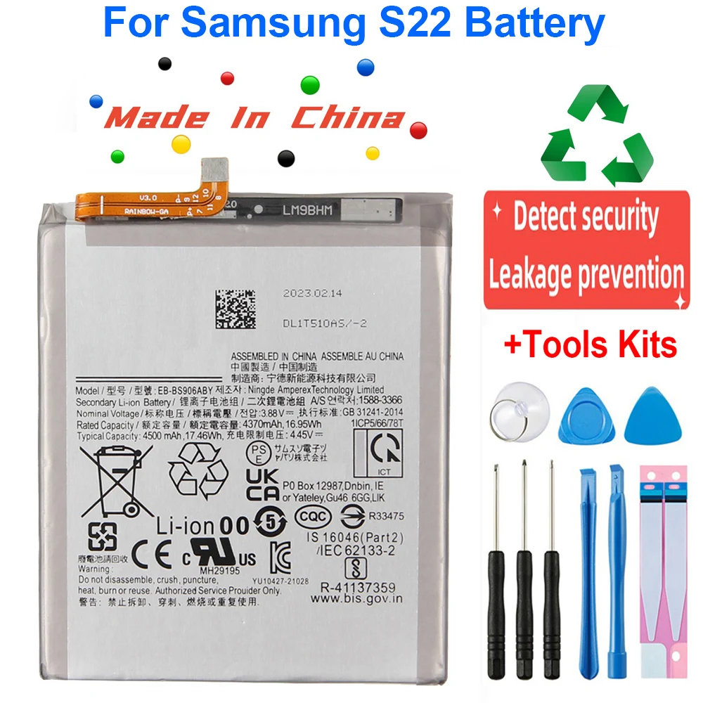 Brand-New Li-Polymer Battery Replacement Mobile Phone EB-BS906ABY Batteries For Samsung Galaxy S22 22Plus S22U Battery + Tools