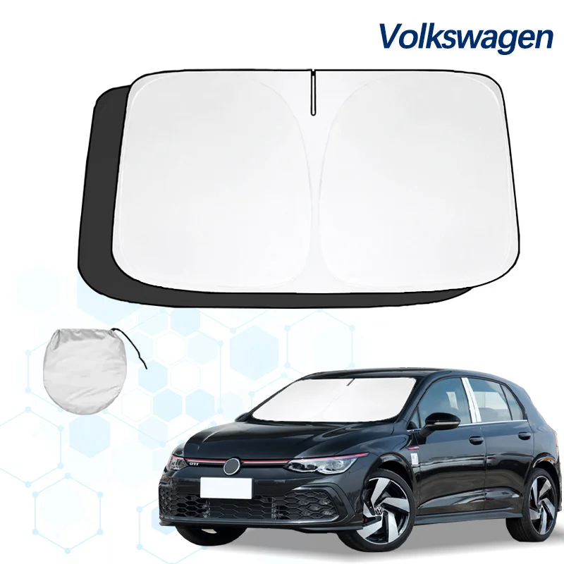 Pára-brisa do carro Sun Sombra para Volkswagen Golf, Sombrinha, Verão Visor Protector, Blocos Dobráveis, Raios UV Proteção Acessórios