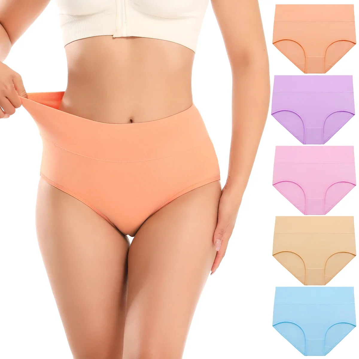 POKARLA Women's Underwear Cotton High Waist Briefs Full Coverage Soft Breathable Ladies Abdominal Surgery Recovery Panties Sets