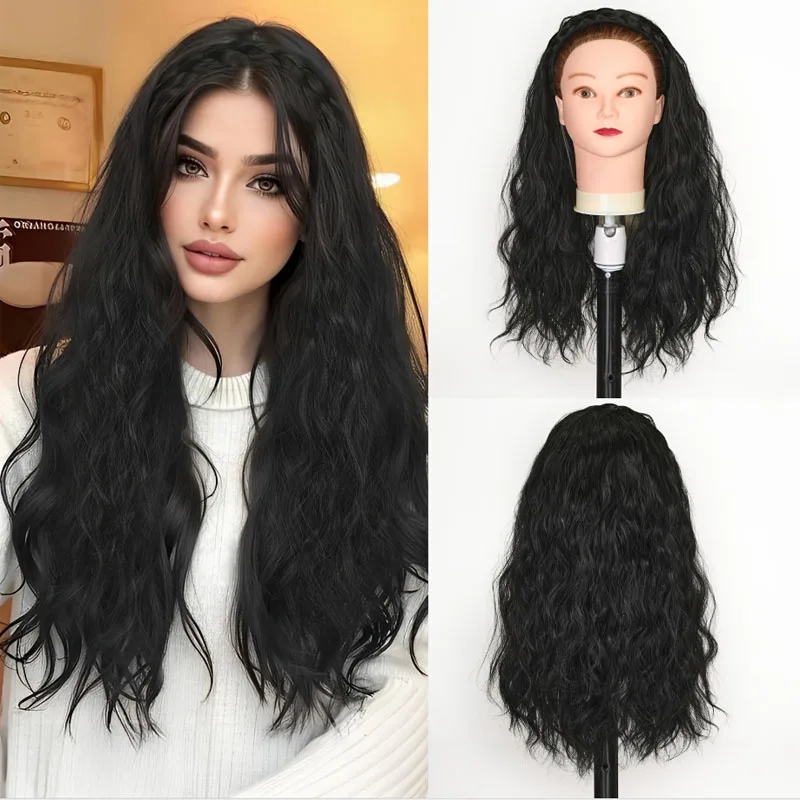 

Парик с повязкой на голову «рыбий хвост», головной убор для наращивания волос на заколке с предварительно утилированной косой, топпер для тонких волос на половину парика