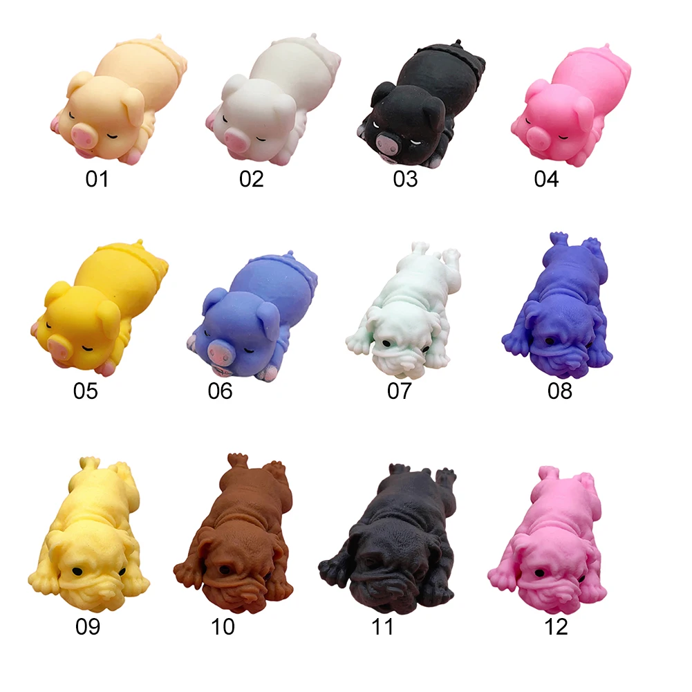 Soft Cute Realistic TPR Bulldog Soft Animal Stress Relieve Kids Adult Toy Animal Dog Anti Stress Dog Gift Stress Reliever Toys