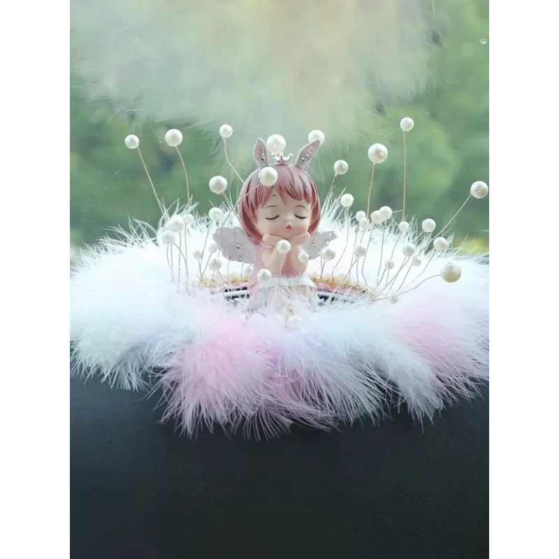 Cute Mao Mao Pearl Crown Car Dashboard Ornament Non Slip Cushion Car Jewelry Internet Celebrity Ins Perfume Seat Cushion for