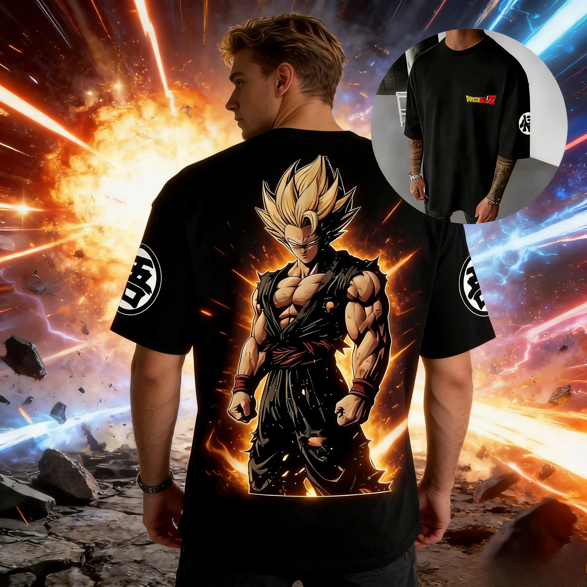 2026 Summer Dragon Ball Vintage Anime T-Shirt, Men's Pure Cotton Loose Casual Super Saiyan Goku Tee for Daily & Sports Wear