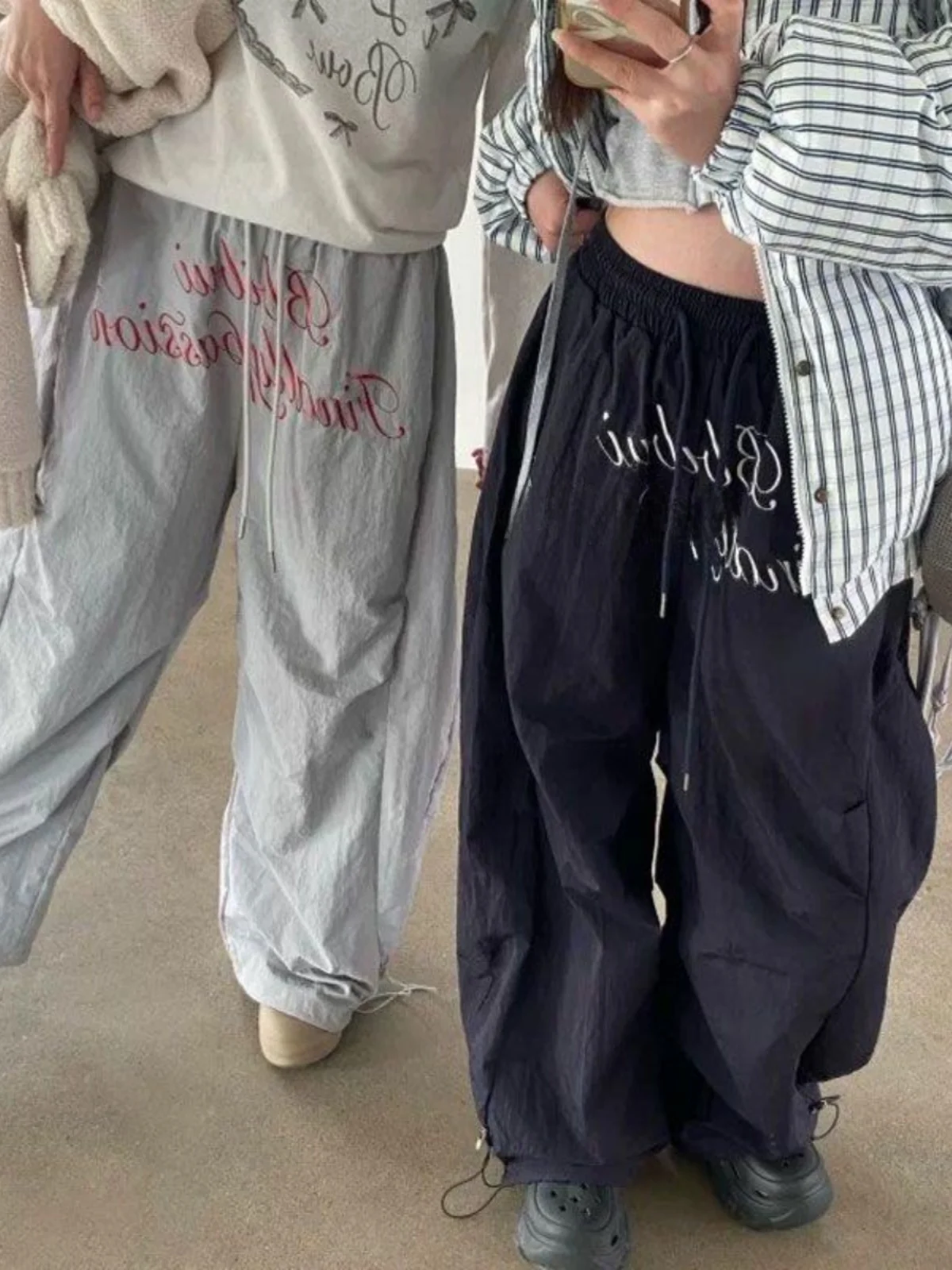 

Retro American Letter Work Pants Loose Casual Wide Leg Sports Pants Men Women Spring Design Sense Knife Pants Casual Pants