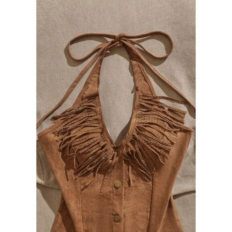 YYAHAHAS French Design Retro Tassel Vest for Summer Slimming and Chic Slimming Camisole Top Hanging Neck Style